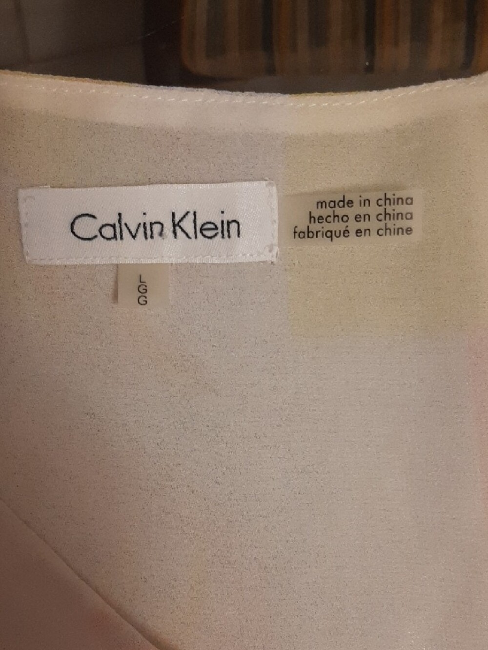 Calvin Klein๐NWOT V-Neck Coral/Yellow/White Watercolor Camisole Top LINED Sz L - Picture 5 of 8
